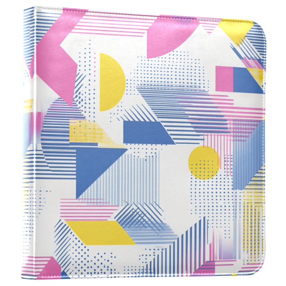 FORMRS 3 Ring Photo Album 4"x6" Self Adhesive Large Capacity PU Leather Cover, Retro Simple Shapes