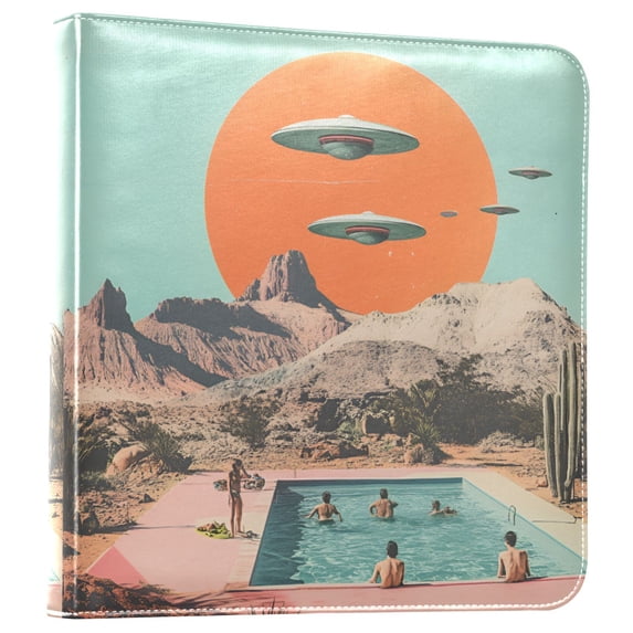 FORMRS 3 Ring Photo Album 4"x6" Self Adhesive Large Capacity PU Leather Cover, Retro UFO