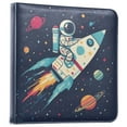 thumbnail image 1 of FORMRS 3 Ring Photo Album 4"x6" Self Adhesive Large Capacity PU Leather Cover, Rocket Pattern, 1 of 8