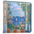 thumbnail image 1 of FORMRS 3 Ring Photo Album 4"x6" Self Adhesive Large Capacity PU Leather Cover, Sea Window, 1 of 8