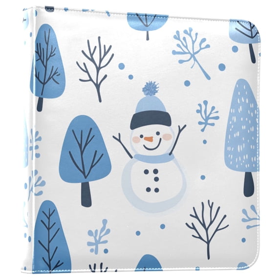 FORMRS 3 Ring Photo Album 4"x6" Self Adhesive Large Capacity PU Leather Cover, Simple Cartoon Snowmen