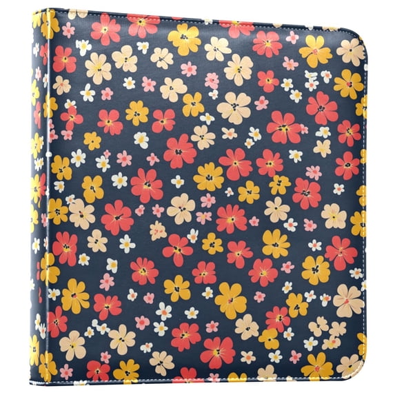 FORMRS 3 Ring Photo Album 4"x6" Self Adhesive Large Capacity PU Leather Cover, Small Colorful Flower