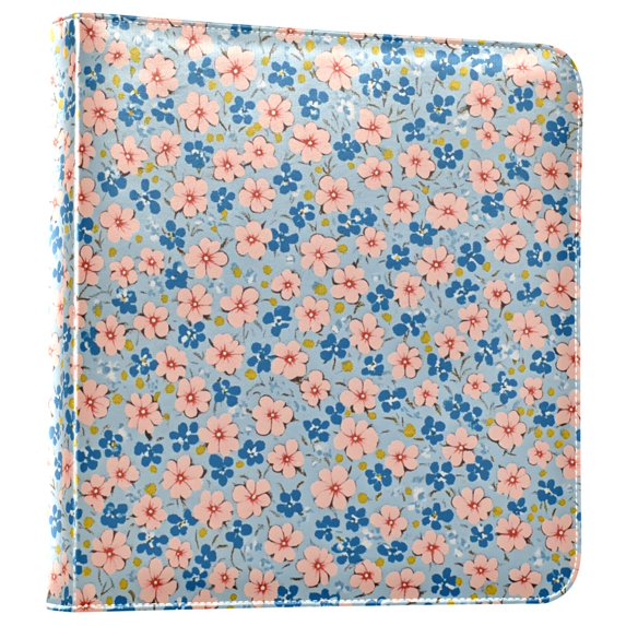 FORMRS 3 Ring Photo Album 4"x6" Self Adhesive Large Capacity PU Leather Cover, Small Pink Flower