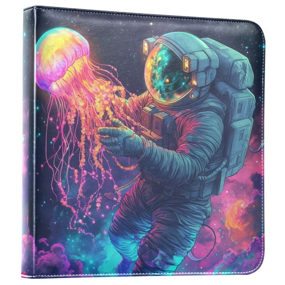 FORMRS 3 Ring Photo Album 4"x6" Self Adhesive Large Capacity PU Leather Cover, Space Astronaut