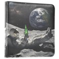 thumbnail image 1 of FORMRS 3 Ring Photo Album 4"x6" Self Adhesive Large Capacity PU Leather Cover, Space Earth, 1 of 8