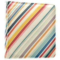 FORMRS 3 Ring Photo Album 4"x6" Self Adhesive Large Capacity PU Leather Cover, Striped Pattern