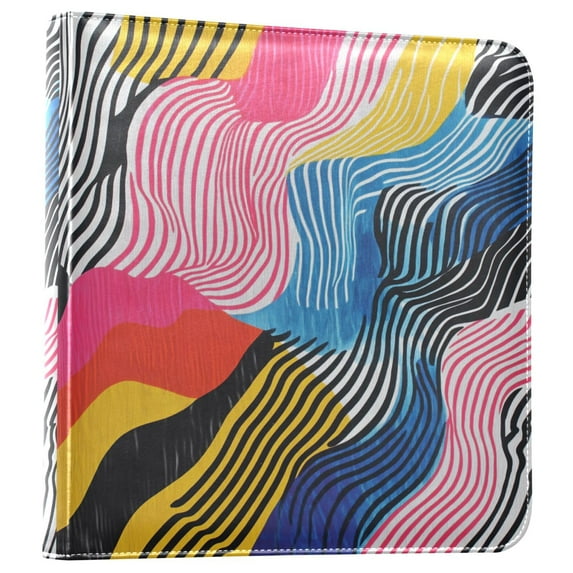 FORMRS 3 Ring Photo Album 4"x6" Self Adhesive Large Capacity PU Leather Cover, Stripes Pattern