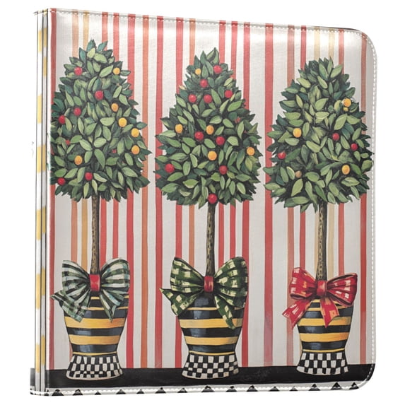 FORMRS 3 Ring Photo Album 4"x6" Self Adhesive Large Capacity PU Leather Cover, Stripes Trees