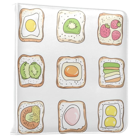 FORMRS 3 Ring Photo Album 4"x6" Self Adhesive Large Capacity PU Leather Cover, Toasts Pattern