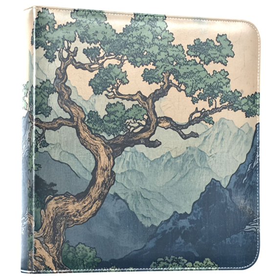 FORMRS 3 Ring Photo Album 4"x6" Self Adhesive Large Capacity PU Leather Cover, Tree in The Mountains