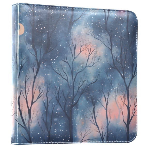 FORMRS 3 Ring Photo Album 4"x6" Self Adhesive Large Capacity PU Leather Cover, Trees in The Night