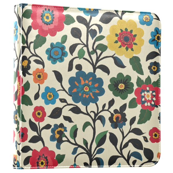 FORMRS 3 Ring Photo Album 4"x6" Self Adhesive Large Capacity PU Leather Cover, Vibrant Floral