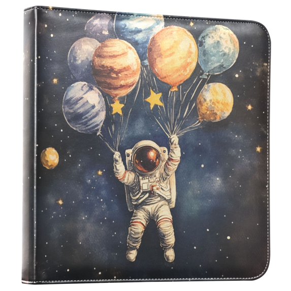 FORMRS 3 Ring Photo Album 4"x6" Self Adhesive Large Capacity PU Leather Cover, Watercolor Astronaut