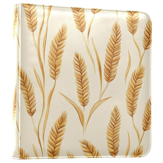 FORMRS 3 Ring Photo Album 4"x6" Self Adhesive Large Capacity PU Leather Cover, Wheat Ears Pattern