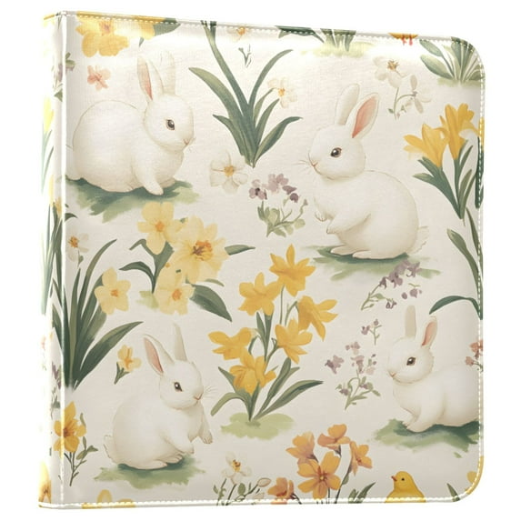 FORMRS 3 Ring Photo Album 4"x6" Self Adhesive Large Capacity PU Leather Cover, White Rabbits