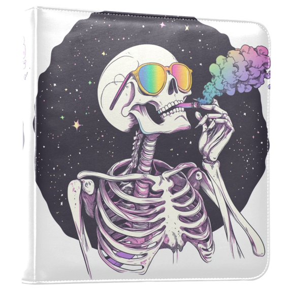 FORMRS 3 Ring Photo Album 4"x6" Self Adhesive Large Capacity PU Leather Cover, White Skeleton