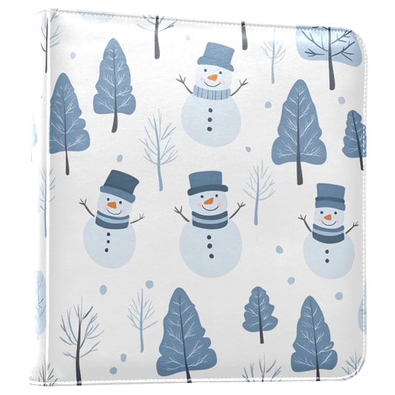 FORMRS 3 Ring Photo Album 4"x6" Self Adhesive Large Capacity PU Leather Cover, White Snowman