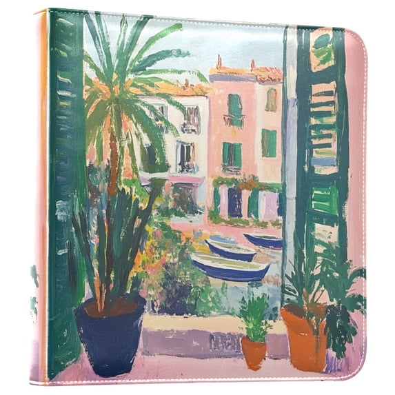 FORMRS 3 Ring Photo Album 4"x6" Self Adhesive Large Capacity PU Leather Cover, Window Scene