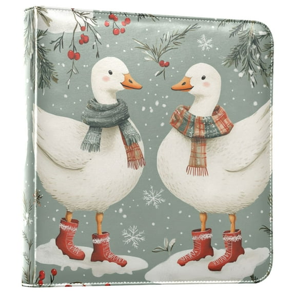 FORMRS 3 Ring Photo Album 4"x6" Self Adhesive Large Capacity PU Leather Cover, Winter Goose Scarves