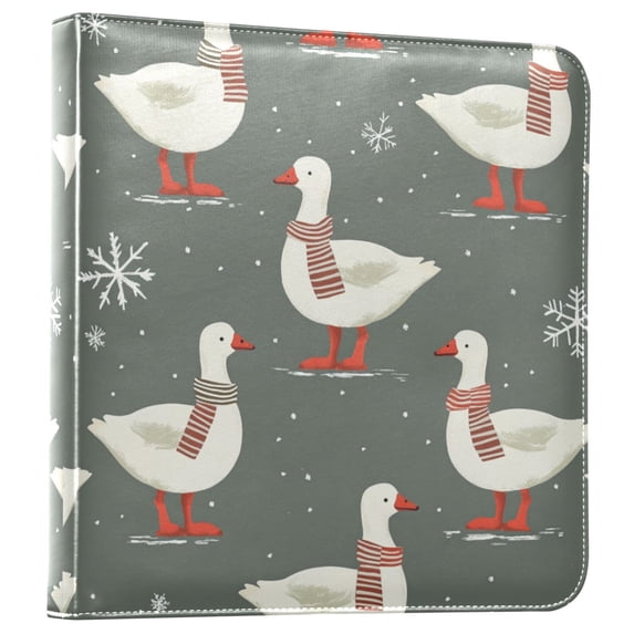 FORMRS 3 Ring Photo Album 4"x6" Self Adhesive Large Capacity PU Leather Cover, Winter Goose