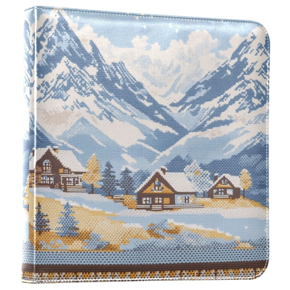 FORMRS 3 Ring Photo Album 4"x6" Self Adhesive Large Capacity PU Leather Cover, Winter Mountain
