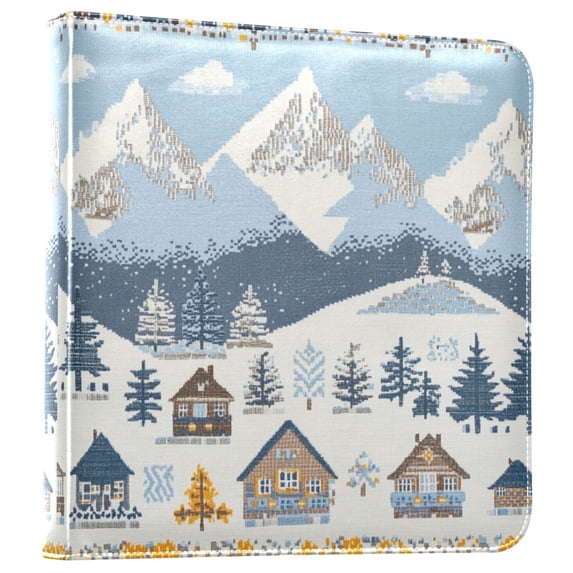 FORMRS 3 Ring Photo Album 4"x6" Self Adhesive Large Capacity PU Leather Cover, Winter Village Serenity
