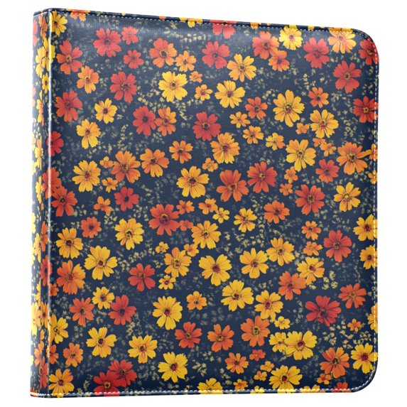 FORMRS 3 Ring Photo Album 4"x6" Self Adhesive Large Capacity PU Leather Cover, Yellow Floral