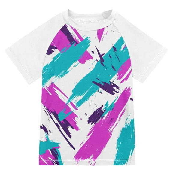 FORMRS Boys Rash Guard with Short Sleeves UPF 50  Swim Shirts Sizes 3-12T, Abstract Drawing