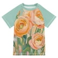 thumbnail image 1 of FORMRS Boys Rash Guard Short Sleeves Swim Shirt Quick Dry UPF 50+ Sun Protection, Sizes 3-12T, Abstract Floral Art, 1 of 6