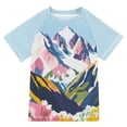 thumbnail image 1 of FORMRS Boys Rash Guard Short Sleeves Swim Shirt Quick Dry UPF 50+ Sun Protection, Sizes 3-12T, Abstract Mountain, 1 of 6