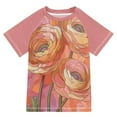 thumbnail image 1 of FORMRS Boys Rash Guard Short Sleeves Swim Shirt Quick Dry UPF 50+ Sun Protection, Sizes 3-12T, Abstract Pink Flowers, 1 of 6