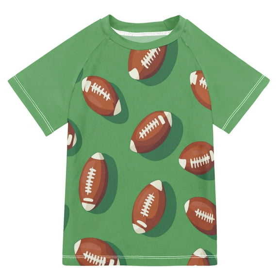 FORMRS Boys Rash Guard with Short Sleeves UPF 50+ Swim Shirts Sizes 3-12T, American Footballs