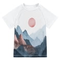 thumbnail image 1 of FORMRS Boys Rash Guard Short Sleeves Swim Shirt Quick Dry UPF 50+ Sun Protection, Sizes 3-12T, Art Mountain and Sun Pattern, 1 of 6