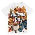thumbnail image 1 of FORMRS Boys Rash Guard Short Sleeves Swim Shirt Quick Dry UPF 50+ Sun Protection, Sizes 3-12T, Autumn Day Pattern, 1 of 6