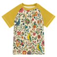 thumbnail image 1 of FORMRS Boys Rash Guard with Short Sleeves UPF 50+ Swim Shirts Sizes 3-12T, Beige Cartoon Animals, 1 of 6