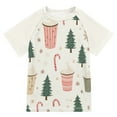 thumbnail image 1 of FORMRS Boys Rash Guard with Short Sleeves UPF 50+ Swim Shirts Sizes 3-12T, Beige Christmas Cups, 1 of 6