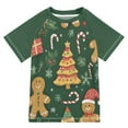 thumbnail image 1 of FORMRS Boys Rash Guard with Short Sleeves UPF 50+ Swim Shirts Sizes 3-12T, Beige Christmas Gingerbread, 1 of 6