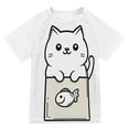 thumbnail image 1 of FORMRS Boys Rash Guard Short Sleeves Swim Shirt Quick Dry UPF 50+ Sun Protection, Sizes 3-12T, Beige Chubby Cat, 1 of 6