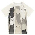 thumbnail image 1 of FORMRS Boys Rash Guard with Short Sleeves UPF 50+ Swim Shirts Sizes 3-12T, Beige Cute Cats, 1 of 6