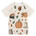 thumbnail image 1 of FORMRS Boys Rash Guard with Short Sleeves UPF 50+ Swim Shirts Sizes 3-12T, Beige Fall Leaves, 1 of 6