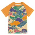 thumbnail image 1 of FORMRS Boys Rash Guard with Short Sleeves UPF 50+ Swim Shirts Sizes 3-12T, Beige Floral Wave, 1 of 6