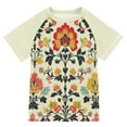thumbnail image 1 of FORMRS Boys Rash Guard with Short Sleeves UPF 50+ Swim Shirts Sizes 3-12T, Beige Floral, 1 of 6