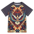 thumbnail image 1 of FORMRS Boys Rash Guard with Short Sleeves UPF 50+ Swim Shirts Sizes 3-12T, Beige Geometric Eagle, 1 of 6