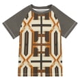 thumbnail image 1 of FORMRS Boys Rash Guard Short Sleeves Swim Shirt Quick Dry UPF 50+ Sun Protection, Sizes 3-12T, Beige Geometric, 1 of 6