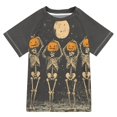 thumbnail image 1 of FORMRS Boys Rash Guard Short Sleeves Swim Shirt Quick Dry UPF 50+ Sun Protection, Sizes 3-12T, Beige Halloween Skeleton, 1 of 6