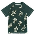 thumbnail image 1 of FORMRS Boys Rash Guard Short Sleeves Swim Shirt Quick Dry UPF 50+ Sun Protection, Sizes 3-12T, Beige Leaves, 1 of 6