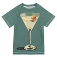 thumbnail image 1 of FORMRS Boys Rash Guard Short Sleeves Swim Shirt Quick Dry UPF 50+ Sun Protection, Sizes 3-12T, Beige Martini, 1 of 6