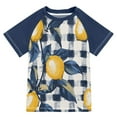 thumbnail image 1 of FORMRS Boys Rash Guard with Short Sleeves UPF 50+ Swim Shirts Sizes 3-12T, Beige Plaid Lemon, 1 of 6