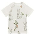 thumbnail image 1 of FORMRS Boys Rash Guard Short Sleeves Swim Shirt Quick Dry UPF 50+ Sun Protection, Sizes 3-12T, Beige Rabbits and Carrots, 1 of 6