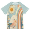 thumbnail image 1 of FORMRS Boys Rash Guard with Short Sleeves UPF 50+ Swim Shirts Sizes 3-12T, Beige Rainbow Clouds, 1 of 6